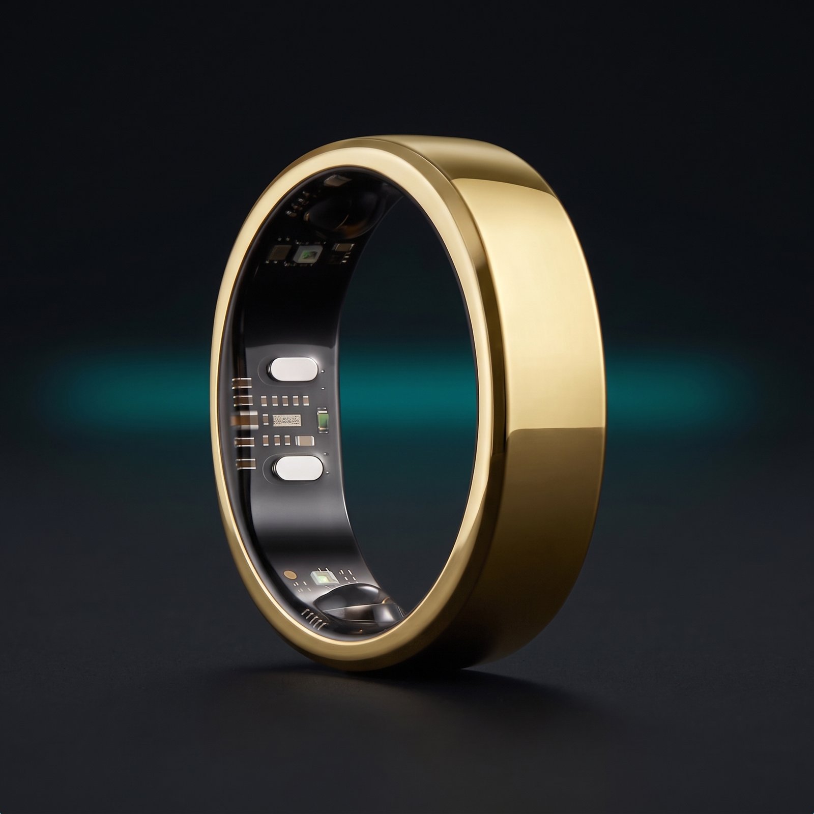RingConn Gen 3 smart ring with squircle outer shape on minimal dark surface