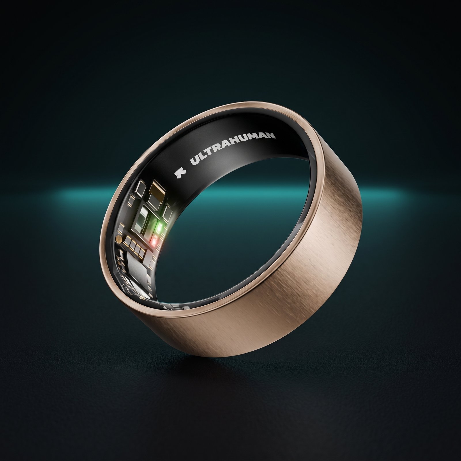 Ultrahuman Ring PRO titanium fitness and recovery smart ring on dark background