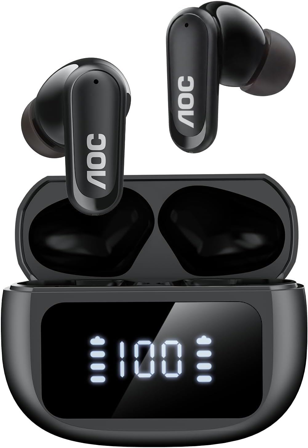 AOC Noise Cancelling Wireless Earbuds with charging display case