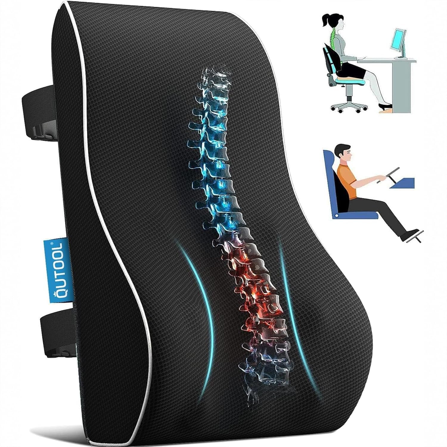 Ergonomic memory foam lumbar cushion