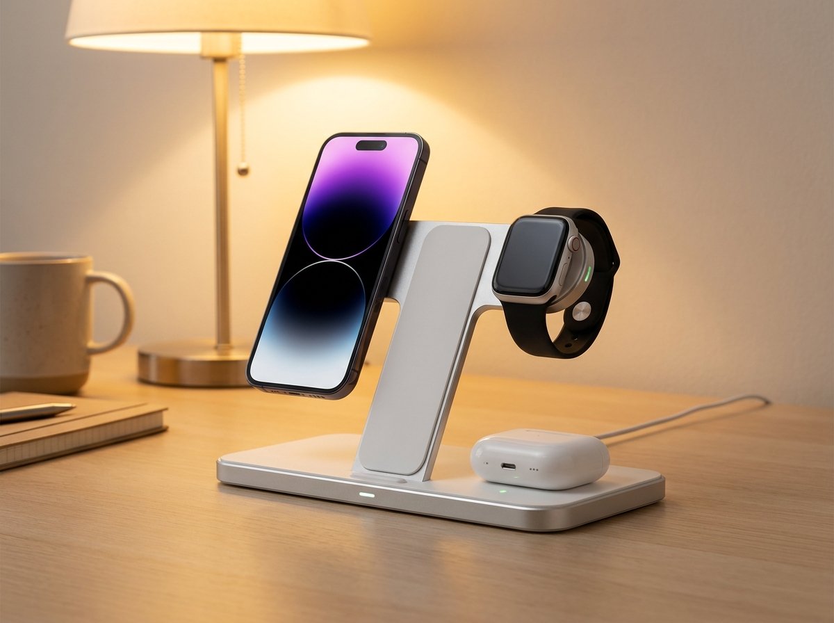 3-in-1 magnetic wireless charging stand for desk setup