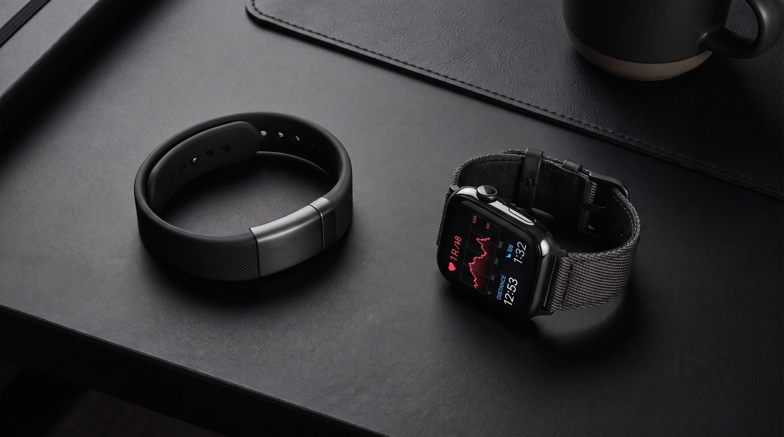 Fitness tracker app showing heart rate, sleep, steps and recovery data